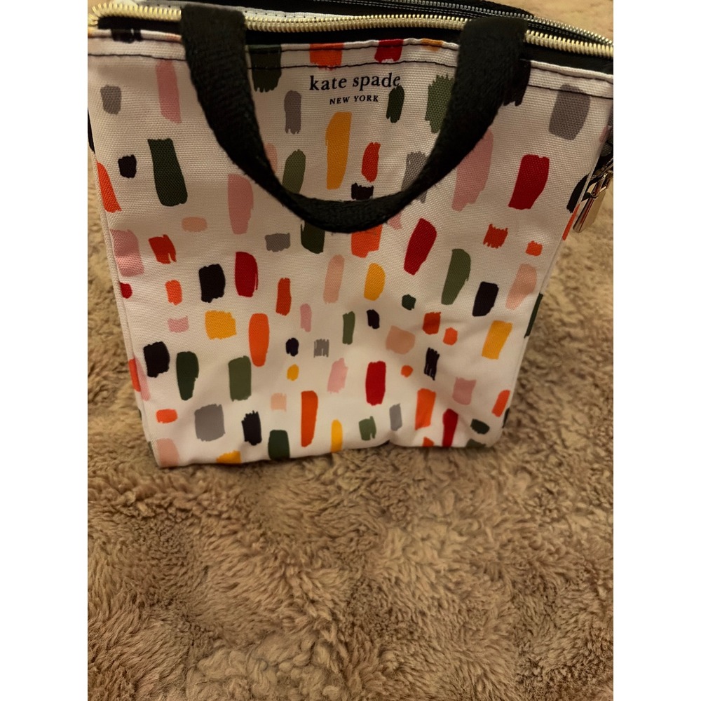 Kate Spade New York Insulated Lunch Tote Multicolor Paintbrush Stroke Canvas Bag